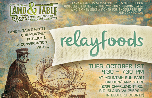 October 1st, 2013: Potluck and Conversation with Relay Foods