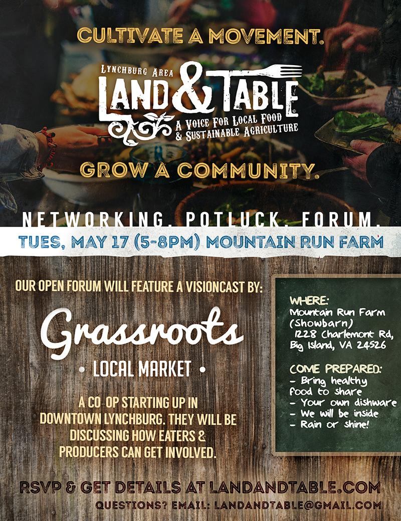 Land and Table - May 2016 event flyer