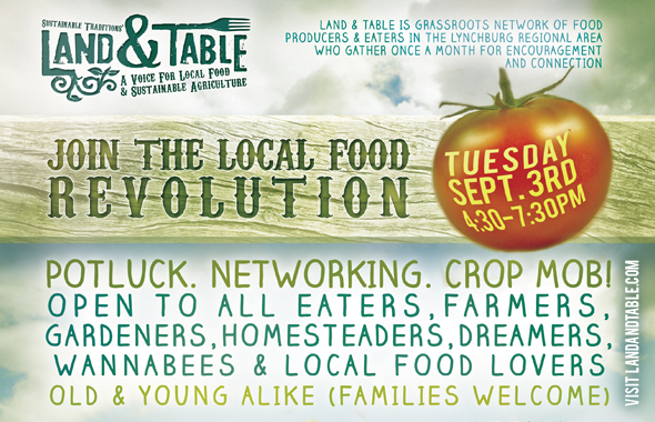 Land and Table: Potluck, Networking, Crop Mob | September 3