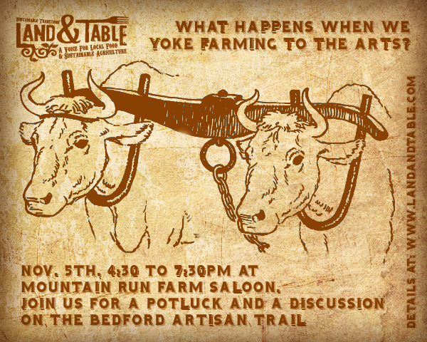 Land and Table: Potluck and Conversation On Farming and the Arts – Nov 5