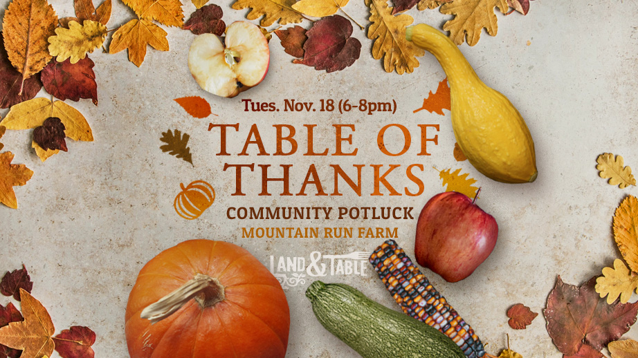 Table of Thanks - potluck by Land & Table